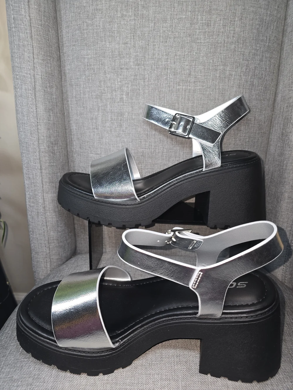 Soda Silver Metallic Chunky Platform Sandal